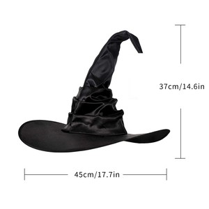Hete Aanbieding Halloween Zwarte Boze Heksenhoeden Spin Vleermuis Opvouwbare Tovenaarshoed Party Cosplay Kostuum Accessoire Satijn Vliesstof - Product Image 2
