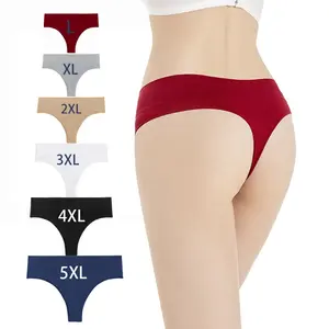 Plus Size Thong For Women's L-5XL Low Waist Briefs Nylon High Elastic Seamless Panty Women's Large Size Underwear
