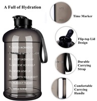 Bouteille d'eau de 2,2 l (demi-gallon) avec housse et couvercle, sans BPA, grande bouteille d'eau de 74 oz, gourde de sport avec poignée