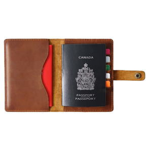 Genuine Crazy Horse Leather Vintage Passport <b>Holder</b> Travel Passport Cover <b>Wallet</b> with <b>Card</b> <b>Holder</b> Button Closure - Product Image 1