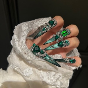 Ensemble de 10 faux ongles faits à la main, style français personnalisé, de haute qualité, réutilisables, en matériau ABS, pour application sur les doigts - Product Image 3