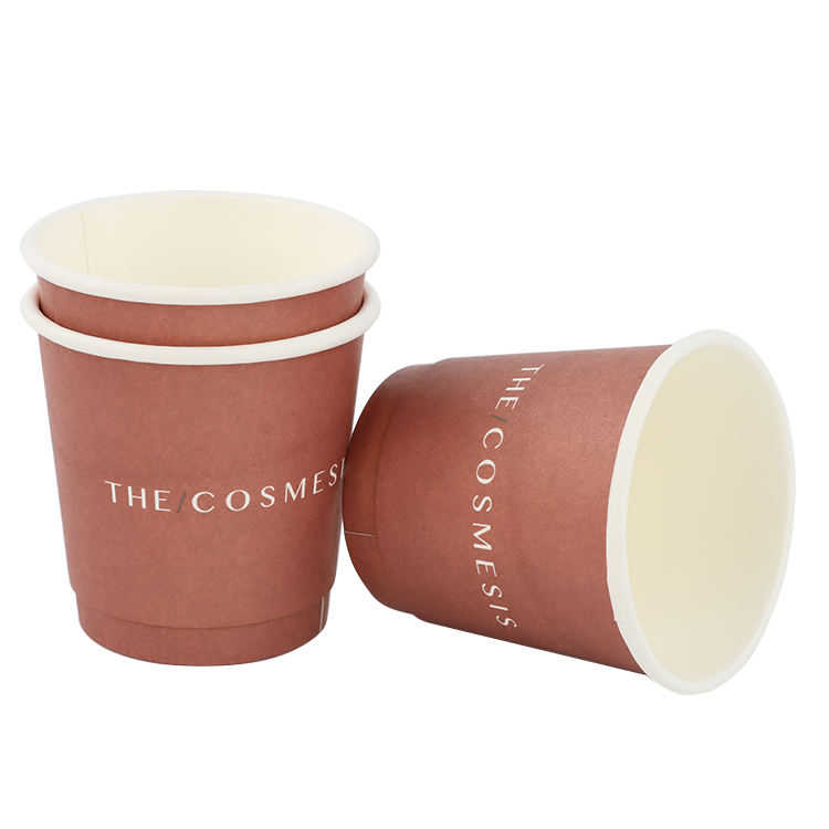Disposable Double Wall Biodegradable custom logo double wall paper cup 4 oz With Lids
