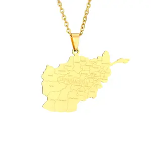 Country Map Handmade Jewelry Engraveable Personalized Afghanistan Iran Map Pendant Necklace Map Necklace jewelry for women