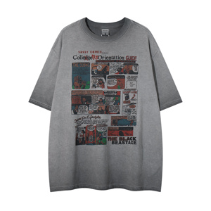 T-shirt Oversize Unisex in Cotone 100% Traspirante da 230g con Illustrazione Retrò Divertente Stile Hip-hop a Maniche Corte – Top Casual per Coppie - Product Image 6