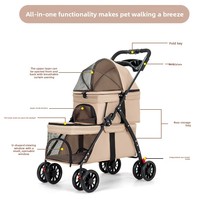 Poussette pliable légère en métal à double couche pour petits chiens et chats, utilisation en extérieur