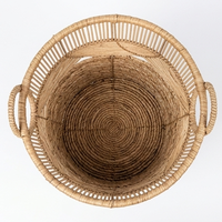 Conjunto de 3 Cestas de Parede Boho Ecológicas de Jacinto-d'água com Padrões Tribais Artísticos para Decoração de Sala de Estar e Hall de Entrada