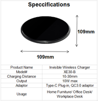 Chargeur sans fil invisible électrique intégré sous le bureau à induction cachée de 30mm avec protection OTP/OVP