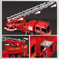 Reobrix 22005, Camión de Bomberos Mecánico Técnico de Ingeniería Urbana, Bloques de Construcción Electrónicos RC, Juego de Juguetes de Coche
