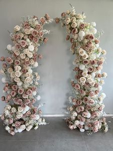 Décoration florale de fond de scène de mariage, rose artificielle en soie rose poudré et gypsophile pour arche, idéale pour les événements et la décoration de fêtes. - Product Image 2