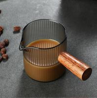 Mini pot à lait gradué en verre avec manche en bois, sauce pour pot à lait