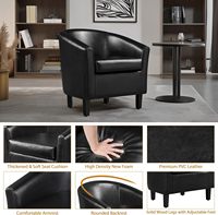 Fauteuils club modernes en similicuir, chaise de salle d'attente à siège rembourré souple, chaises d'appoint en PU pour salon, chambre, salle de lecture