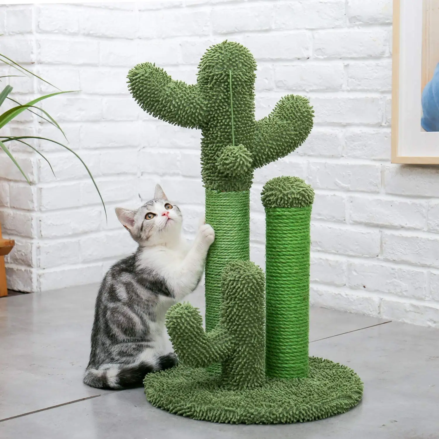 3 Scratching Poles Cat Scratching Post Cactus Cat Scratcher With Dangling Ball