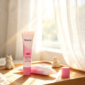 Gradient Pink White PE Squeeze Tube Custom <b>Lip</b> Graphic Print Soft Tube With Pink Oval Flat Cap For Moisturizing <b>Lip</b> <b>Cream</b> - Product Image 1