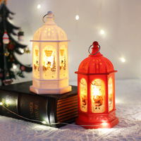 Lanterne décorative de Noël portable, veilleuse électronique lumineuse en plastique, dessin animé Père Noël Bonhomme de neige, cadeau de Noël