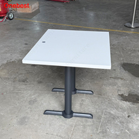 Tables de restaurant rondes en pierre Corian, surface solide, bord incurvé moderne, petite table à manger avec pieds en métal