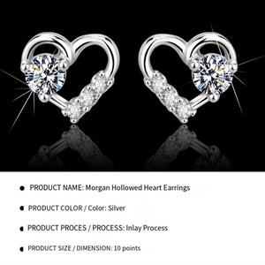 Boucles d'oreilles clous en cuivre en forme de petit cœur, serties de zircone cubique ronde de 3 mm, pour femmes, idéales pour le quotidien - Vente en gros - Product Image 5