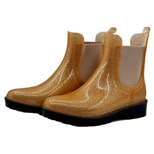 Bottes <span class=keywords><strong>Wellington</strong></span> tendance pour femme, en PVC imperméable, imprimé artistique Chelsea, doublure en peau <span class=keywords><strong>de</strong></span> mouton, pour la chasse, l'hiver, l'extérieur et le jardinage - Product Image 4