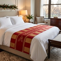 Chemin de lit de Noël, couvre-lit rayé Joyeux Noël, nappe, tissu recyclé RPET, dos antidérapant, décoration personnalisée pour la maison