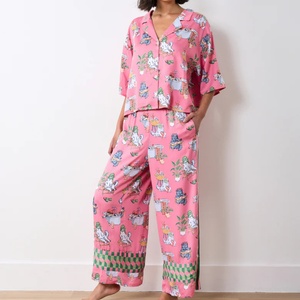 Conjunto <span class=keywords><strong>de</strong></span> Pijamas <span class=keywords><strong>de</strong></span> <span class=keywords><strong>Verano</strong></span> Transpirables <span class=keywords><strong>de</strong></span> Seda Satinada Ecológica Wild Dream, con Estampado Digital <span class=keywords><strong>de</strong></span> Gatos, Ropa Casual - Product Image 1