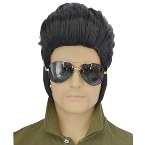 Peluca de Elvis, peluca de Elvis Rock, Exportación de comercio exterior para hombres, peluca negra para fiesta de Navidad y <span class=keywords><strong>Halloween</strong></span> - Product Image 1