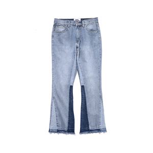 Vente en gros : Nouveaux modèles de jeans évasés pour hommes, style streetwear, patchwork, déchirés et délavés - Product Image 6