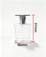 Flacon de parfum de luxe en verre carré plat de 28 ml avec capuchon pulvérisateur argenté, flacon vide pour parfum de marque