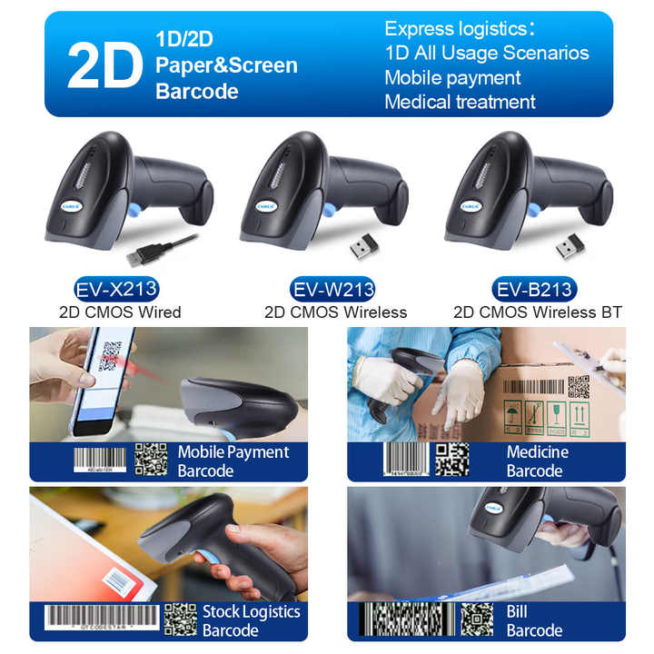 EVAWGIB Cheapest 1D&2D Supermarket Handheld Barcode Scanner Bar Code ...
