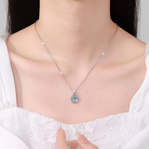 Bijoux fins, forme ronde, certificat GRA, argent <span class=keywords><strong>sterling</strong></span> S925, pendentif en moissanite 1 carat VVs1, collier, cadeau de fiançailles pour femmes - Product Image 5