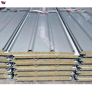 Panneau en laine de roche en acier inoxydable résistant au gel, résistant au feu et à l'eau, écologique pour chambre froide, toit d'usine nord-américaine - Product Image 1