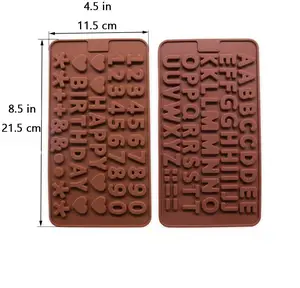 2 piezas de silicona carta molde y número de Chocolate moldes con Feliz cumpleaños decoraciones de la torta pastel de números y letras molde de silicona