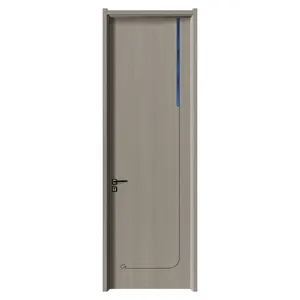 Automatic Interior Doors Wood Eco Wood Decorative Out Prehung Interior WPC Wood Easy Install Walnut Color Bedroom Waterproof