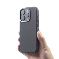 Étui pour iPhone 16 Pro Max en cuir artificiel de haute qualité et durable, avec logo personnalisé, aimant et bobine de câble magnétique