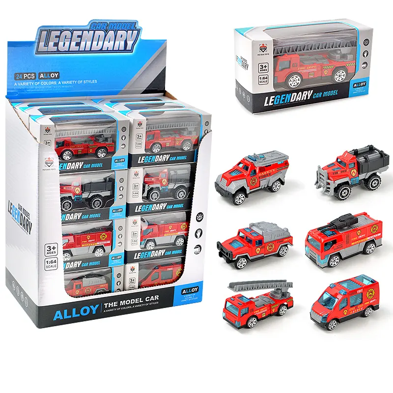 Fabrika doğrudan satış ucuz Metal çocuk Mini yangın motor 24 araçlar 1/64 araba oyuncak Diecast oyuncak