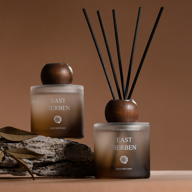 Reed Diffuser Sets 100ml Amber Glass Bottle Wooden Lid BPA Free Long-Lasting 3 Months Deodorize Alcohol-Free Eco-Friendly Oil