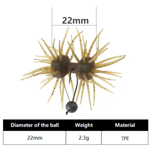 Fourniture d'usine <span class=keywords><strong>Leurre</strong></span> souple flottant 22mm en TPE, forme d'haltère, de crabe ou de ver bionique multi-tentacules, appât de pêche insecte artificiel - Product Image 2