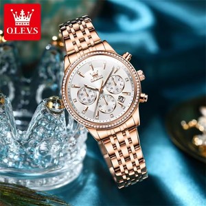Gran oferta Olves 5582, relojes de cuarzo a la moda para mujer, relojes de pulsera con calendario luminoso impermeables, relojes con correa de acero inoxidable - Product Image 3
