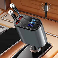 Cargador Rápido de 120w 4 en 1, Cargador de Coche Retráctil con Pantalla Digital, Cargador de Teléfono Móvil para Vehículo