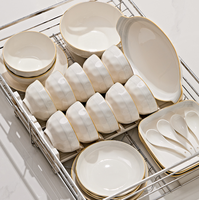 Ensemble de bols en céramique Jingdezhen pour la maison, couleur sous-glaçure simple, bols à riz épaissis, assiettes et services de vaisselle pour la vente en gros