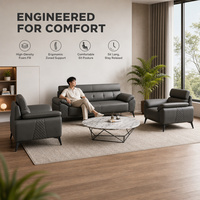 Canapé de bureau moderne en cuir écologique avec éponge haute densité et structure métallique, ensemble complet pour bureau à domicile