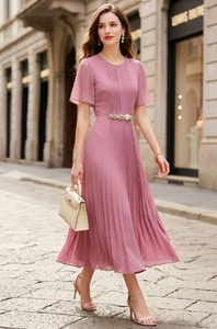 <span class=keywords><strong>Vestido</strong></span> Largo de Alta Calidad, Nuevo, para Fiesta de Verano 2026, con Decoración de Diamantes, <span class=keywords><strong>Manga</strong></span> Corta, Plisado, en Azul, <span class=keywords><strong>Rosa</strong></span> y Amarillo - Product Image 3