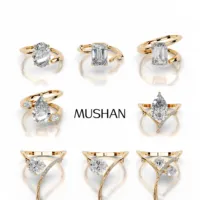 Bague en argent sterling 925 MuShan Designer Jewelry, avec moissanite ronde, magnifique bague pour femmes, plaquée or 18 carats, MST Patent Fine Rings