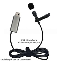 Microphone Lavalier USB Filaire de 2m avec Port Écouteurs 3,5mm pour Ordinateurs Portables, de Bureau, Terminaux de Point de Vente et Enregistrement