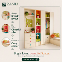 ARET Armoire colorée pour chambre d'enfant, panneau perforé, banc de fenêtre |   Commodes de rangement multicolores blanc crème, étagères ouvertes, personnalisables