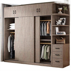 Armoire en bois massif, mobilier de chambre à coucher, style moderne minimaliste, ensemble complet prêt à l'emploi, porte coulissante, armoire épaissie - Product Image 5