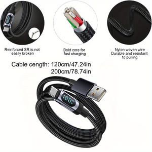 100W 6A 1.2M 2M Display a LED TPE PD USB C a C USB un cavo di ricarica rapida del telefono cellulare - Product Image 2