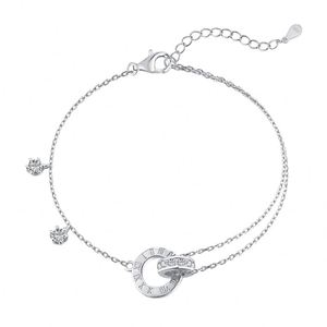 Dylam Elegant Stylish Design 925 Sterling Silver Rhodium 18K Gold Plated Link Chain Diamond Zirconia Pendant Interlock <b>Bracelet</b> - Product Image 1