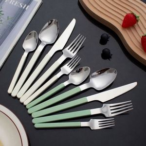 410 Stainless Steel Modern Minimalist <b>Mirror</b> Polished Portable Custom Logo Knife Fork Spoon French Studless <b>Clip</b> Handle Set - Product Image 2