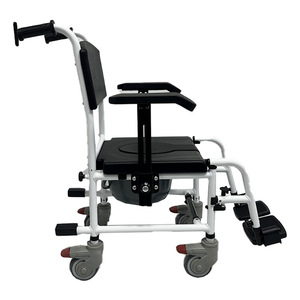Chaise de toilette portable en alliage d'aluminium avec roues pour enfants et femmes enceintes, siège de douche multifonctionnel noir et blanc - Product Image 1