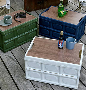 Складные пластиковые штабелируемые ящики 56 л, складная корзина для дома, спальни, коробка для органайзера игрушек, коробки для кемпинга - Product Image 2