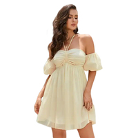 Robe chic pas cher dame moulante hors épaule robe d'anniversaire vêtements été manches bouffantes longue décontracté Sexy robe élégante pour les femmes